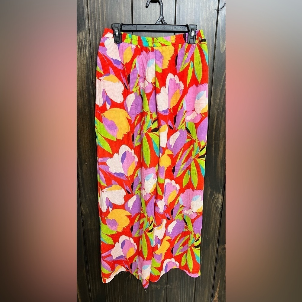 Lulu's Tropical Print, Flyaway Wide-Leg, BoHo Pants-Size: M - Picture 2 of 10